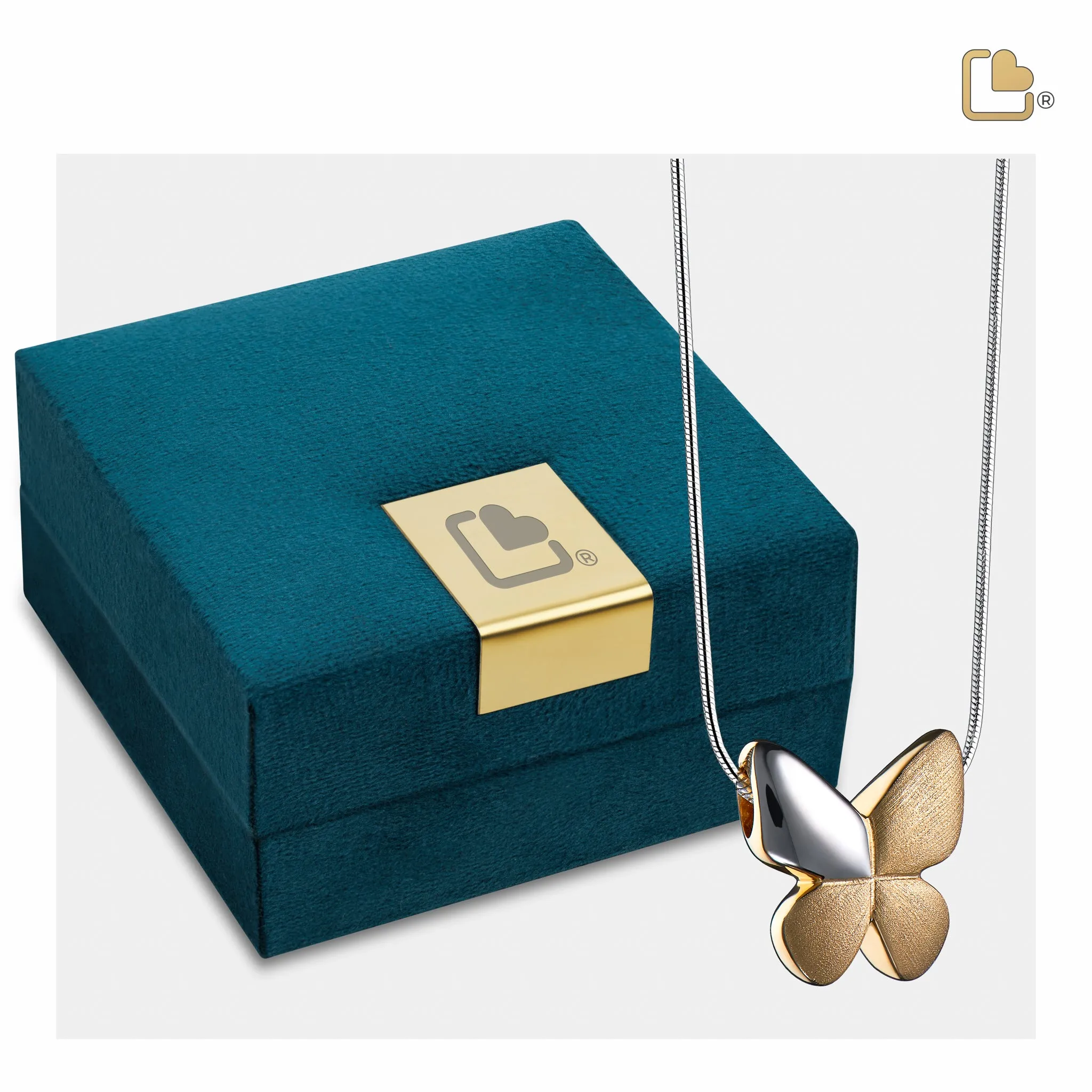 Butterfly Gold Vermeil Two Tone Cremation Pendant