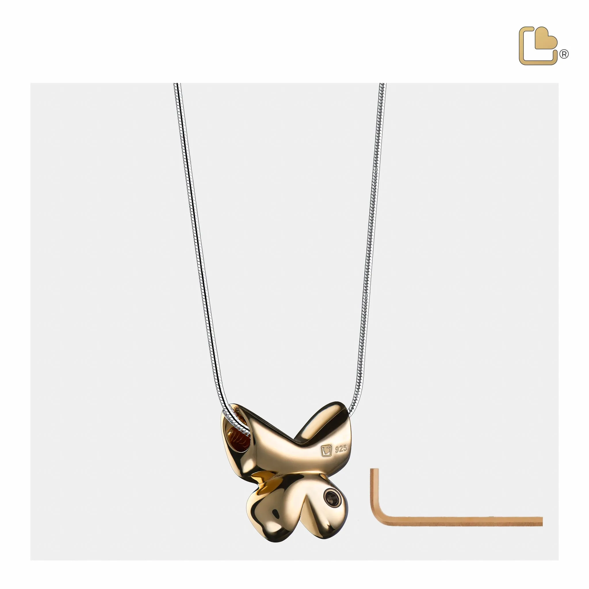 Butterfly Gold Vermeil Two Tone Cremation Pendant