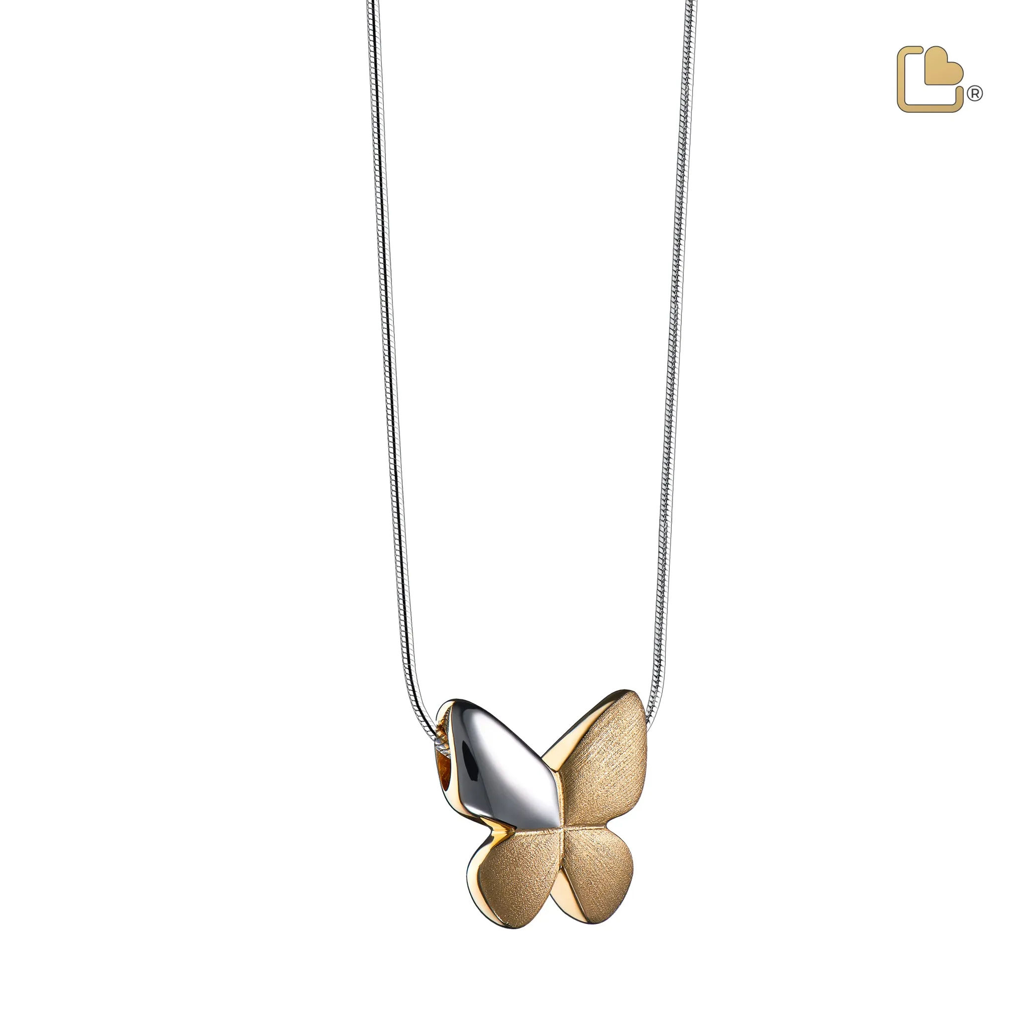 Butterfly Gold Vermeil Two Tone Cremation Pendant