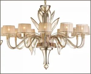 Chic Mirror Effect Murano Glass Chandelier With Shades