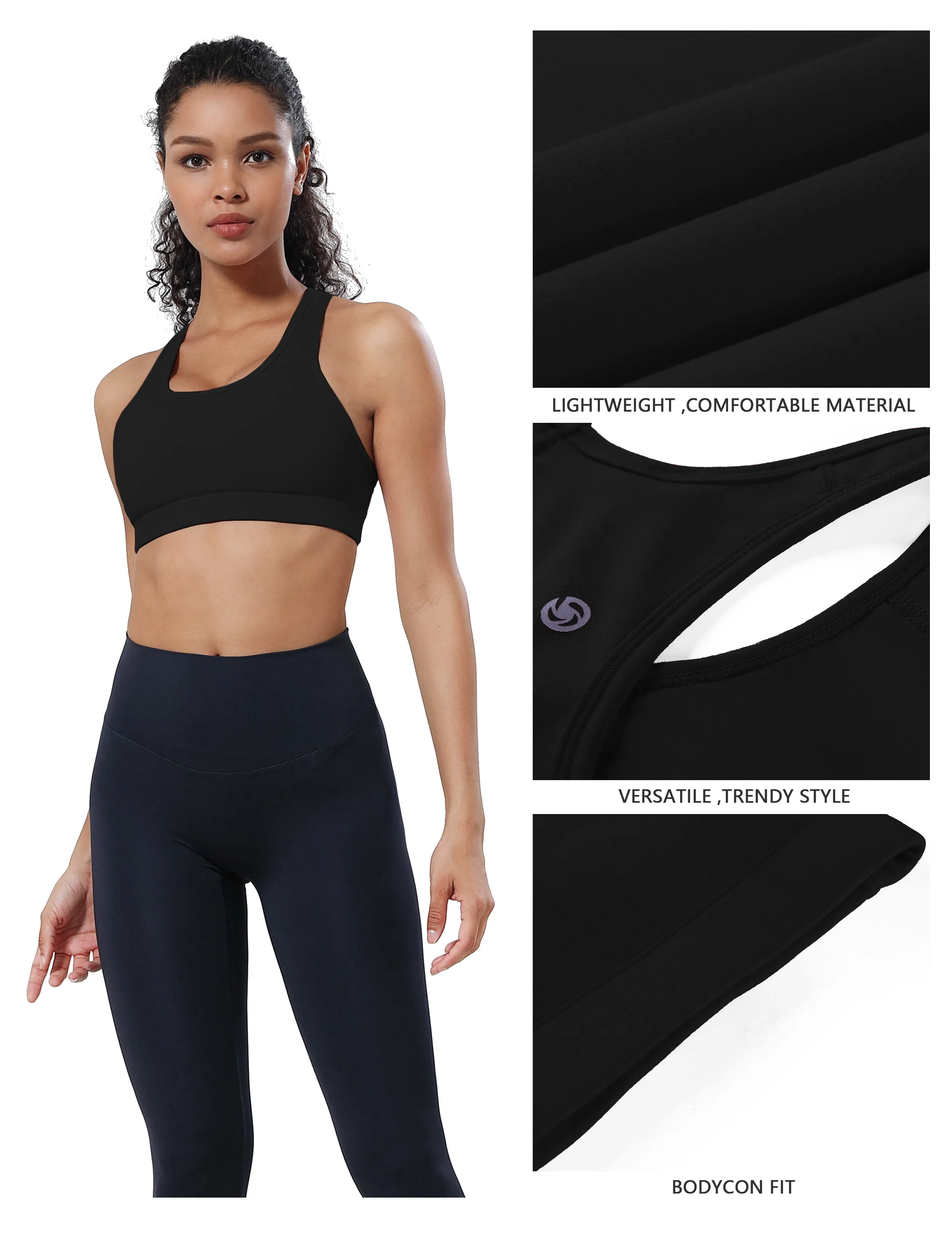 Compression Racerback Sports Bras black ins_yoga