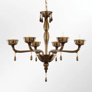 Dark Smoky Quartz Murano Glass Chandelier With Custom Colour Options