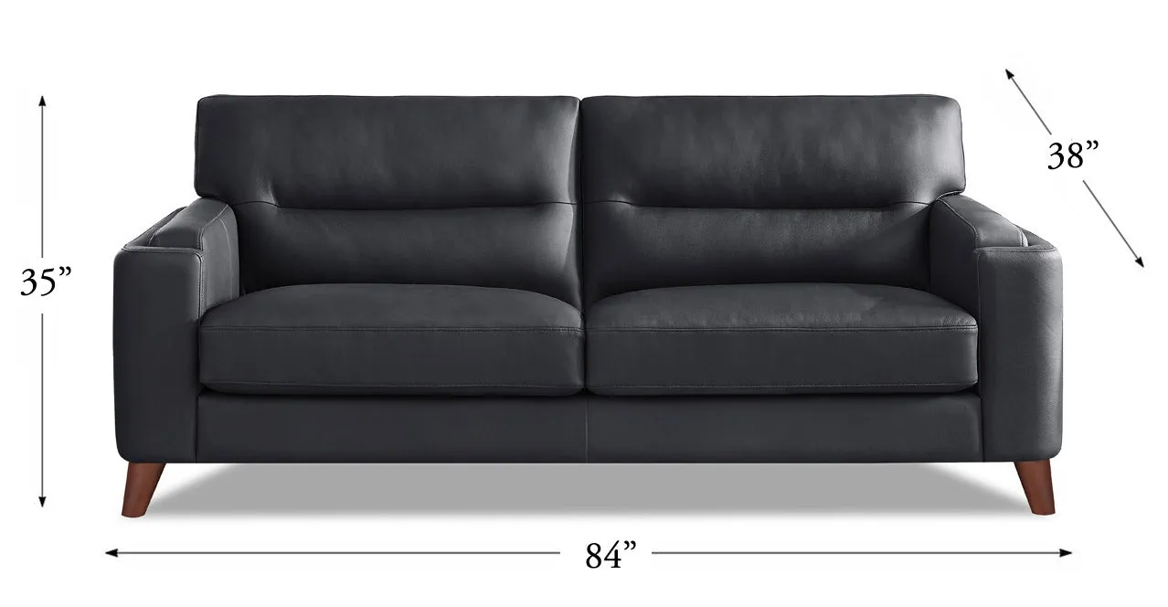 Elm Leather 2 Seater Sofa Collection, Charles Black