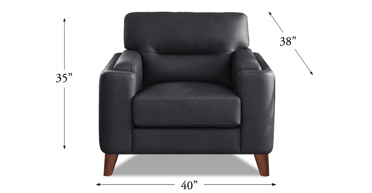 Elm Leather 2 Seater Sofa Collection, Charles Black