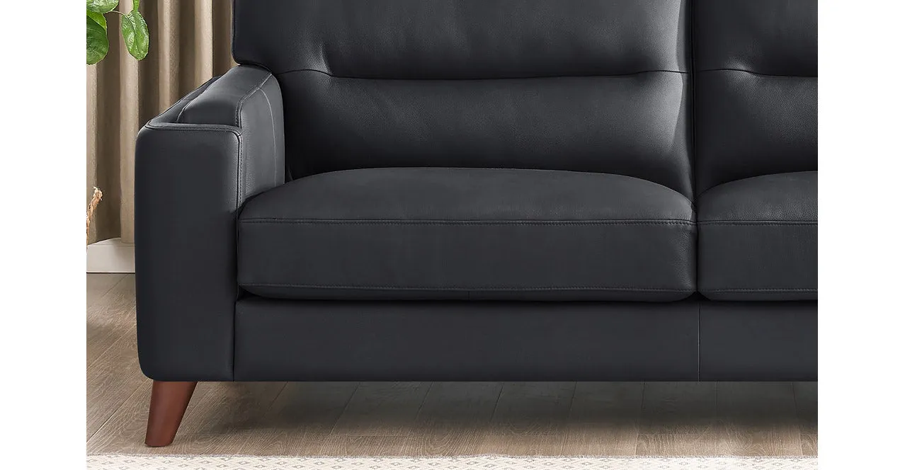 Elm Leather 2 Seater Sofa Collection, Charles Black