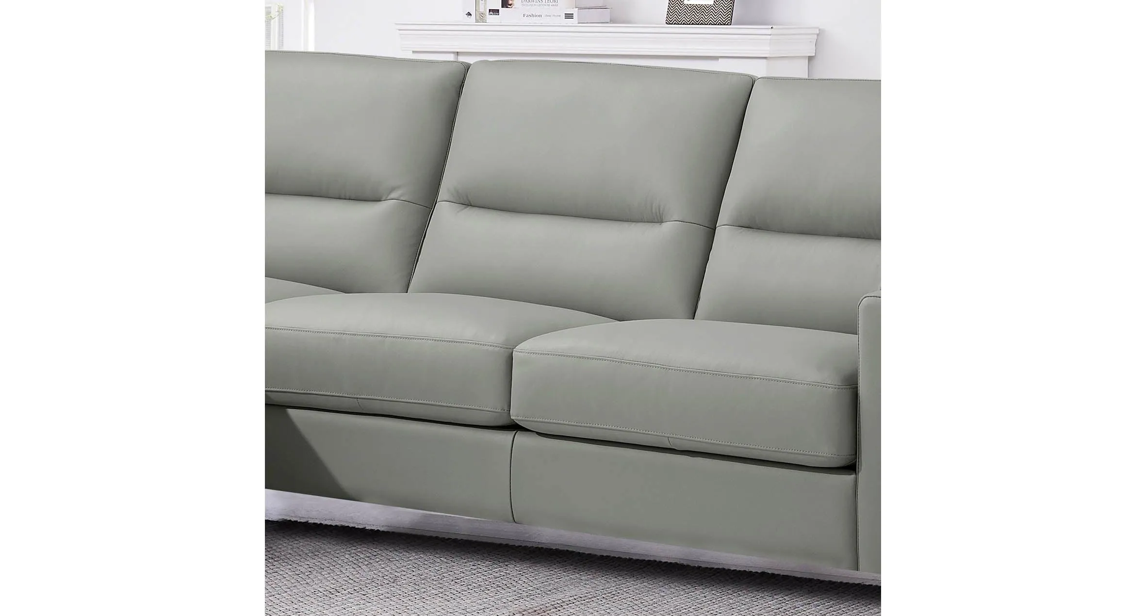 Elm Leather Sectional Collection, Silver Gray