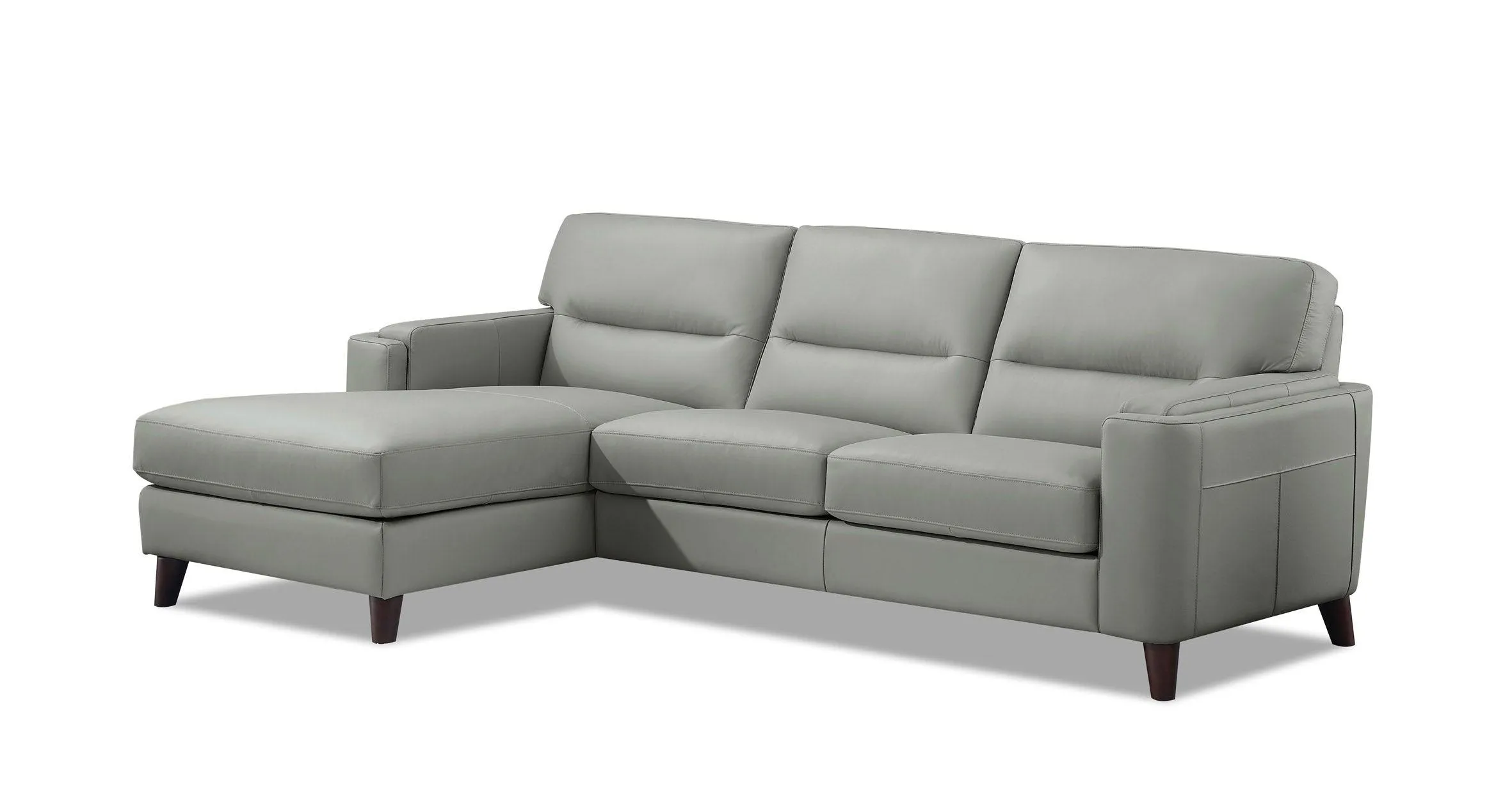 Elm Leather Sectional Collection, Silver Gray