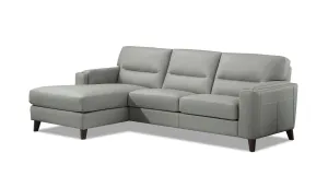 Elm Leather Sectional Collection, Silver Gray