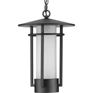 Exton Collection One-Light Etched Seeded Glass Outdoor Hanging Pendant Lantern