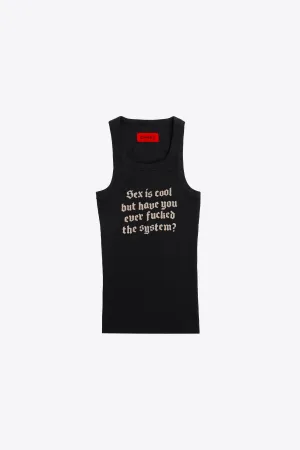 F*ck The System Ribbed Tank (Black)