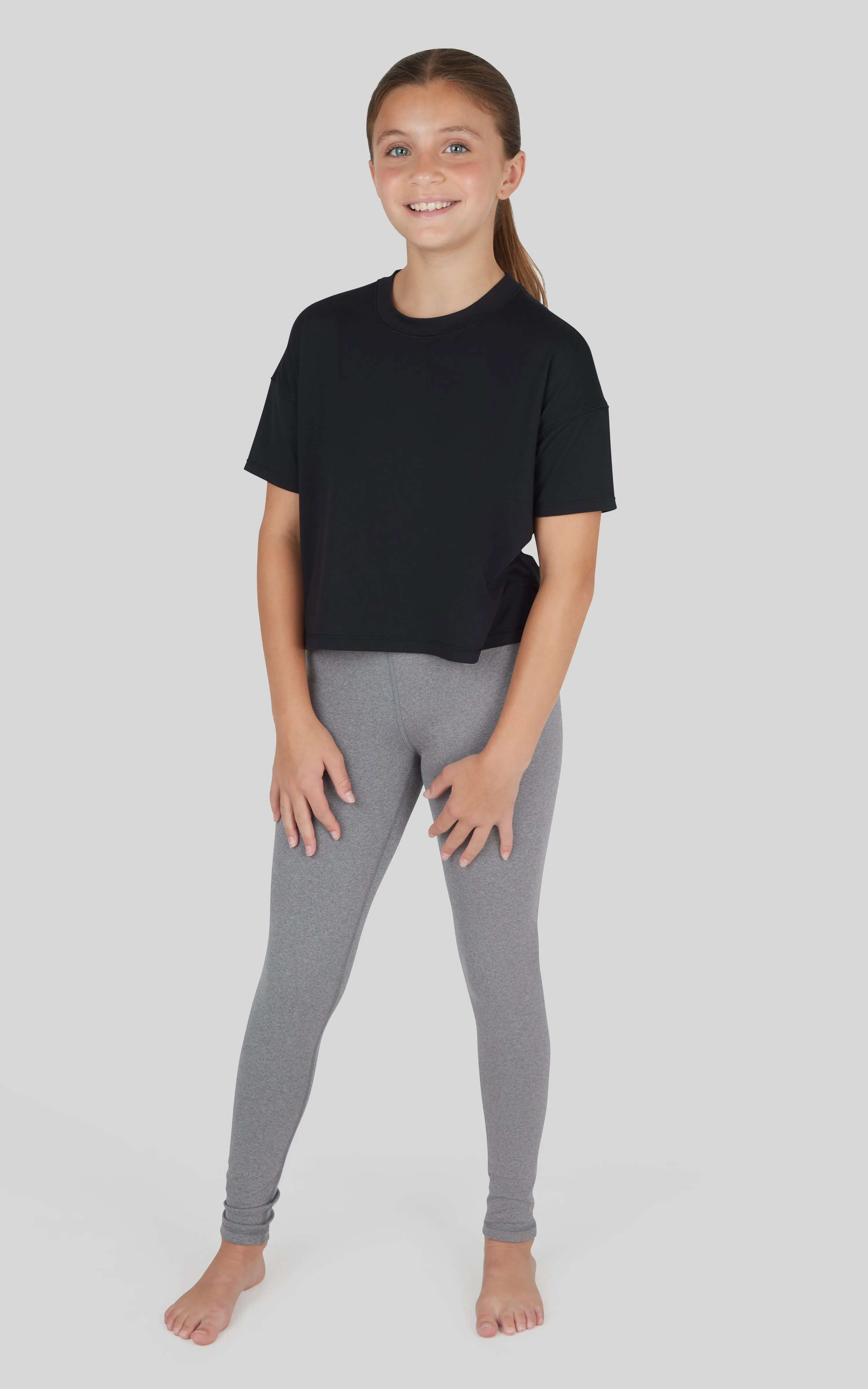 Girls 3 PC T-Shirt   Interlock Crossover Legging   Flared Pant Set