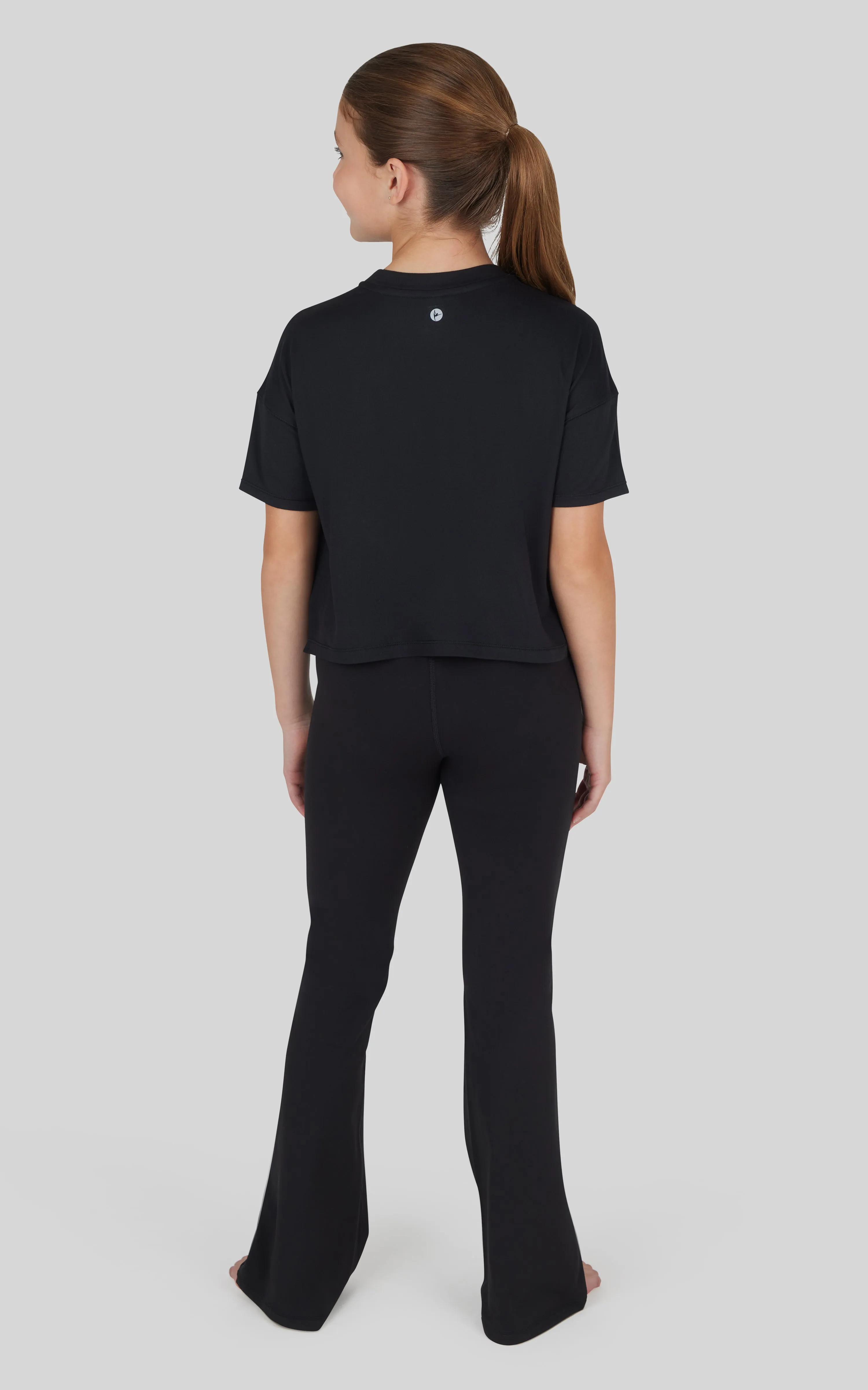 Girls 3 PC T-Shirt   Interlock Crossover Legging   Flared Pant Set