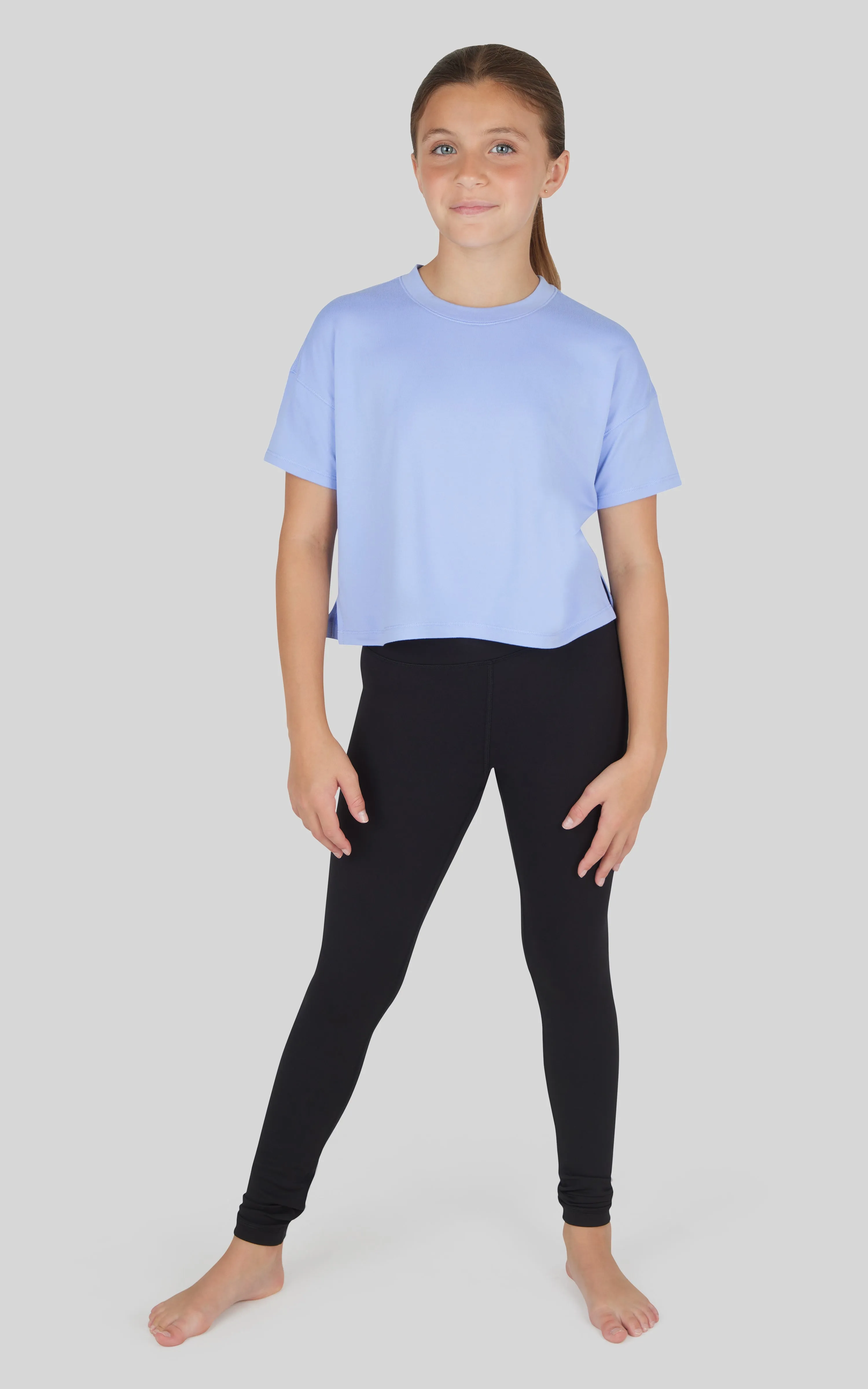 Girls 3 PC T-Shirt   Interlock Crossover Legging   Flared Pant Set