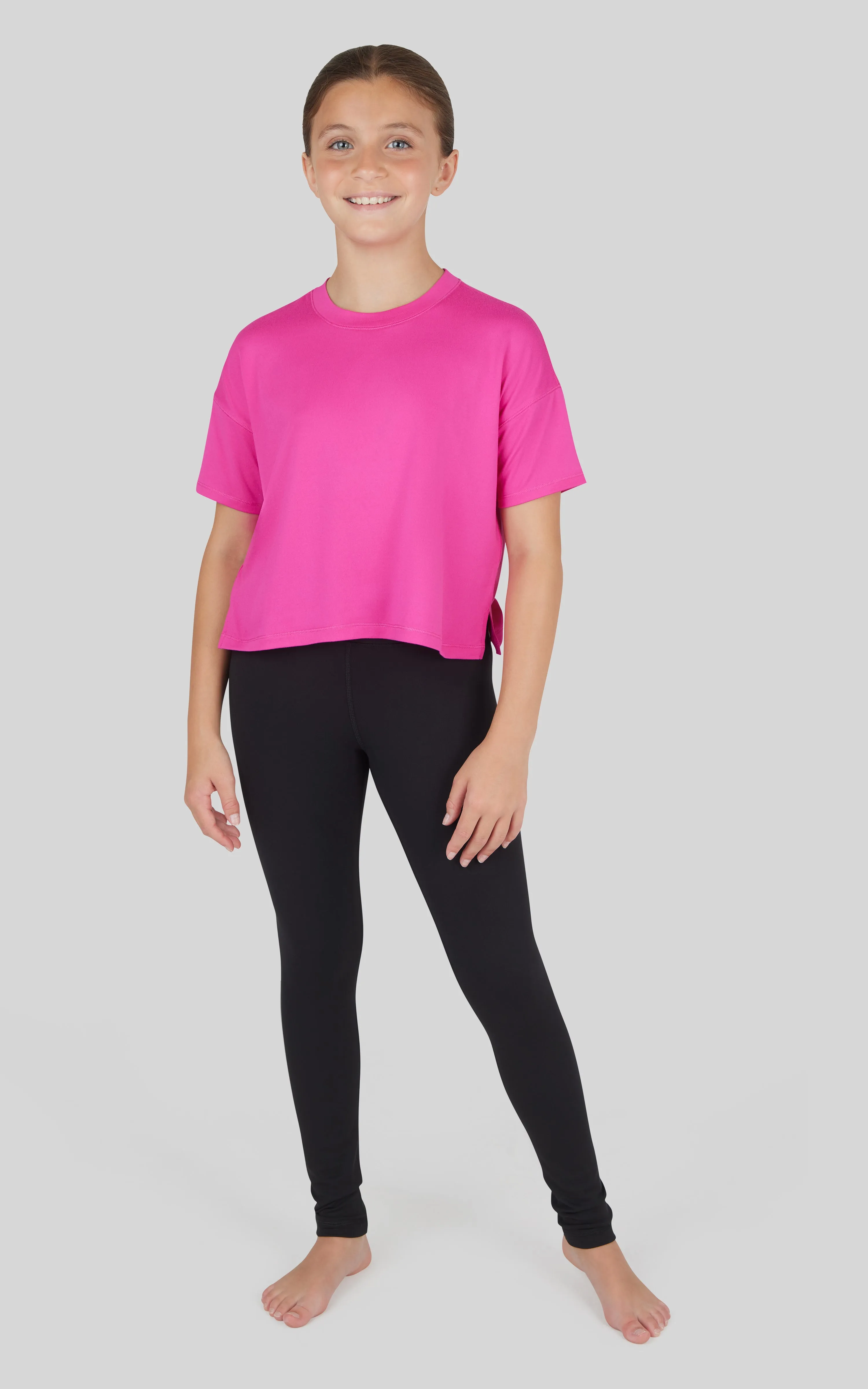 Girls 3 PC T-Shirt   Interlock Crossover Legging   Flared Pant Set