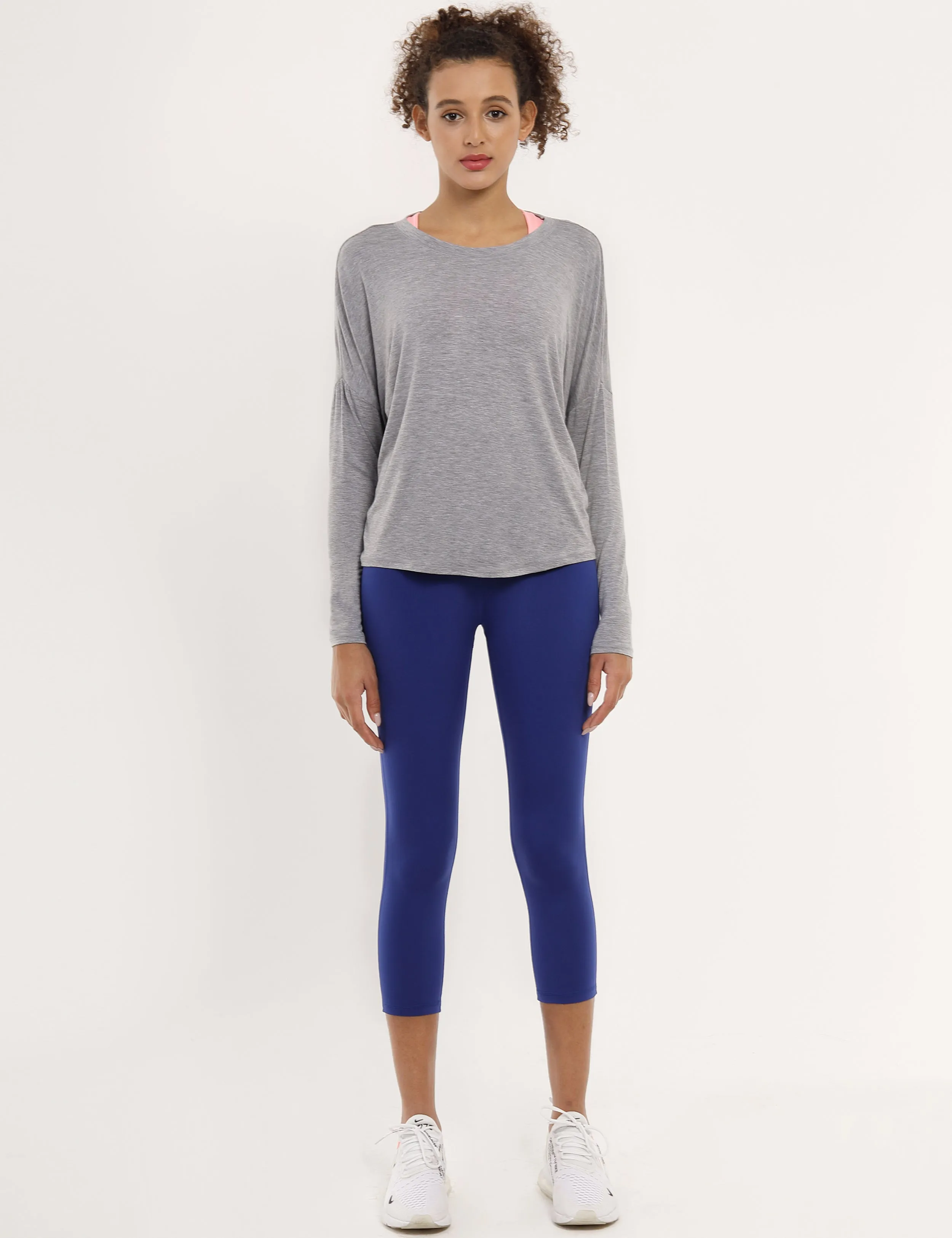 Gym Batwing Tunic Tops heathergray_Gym