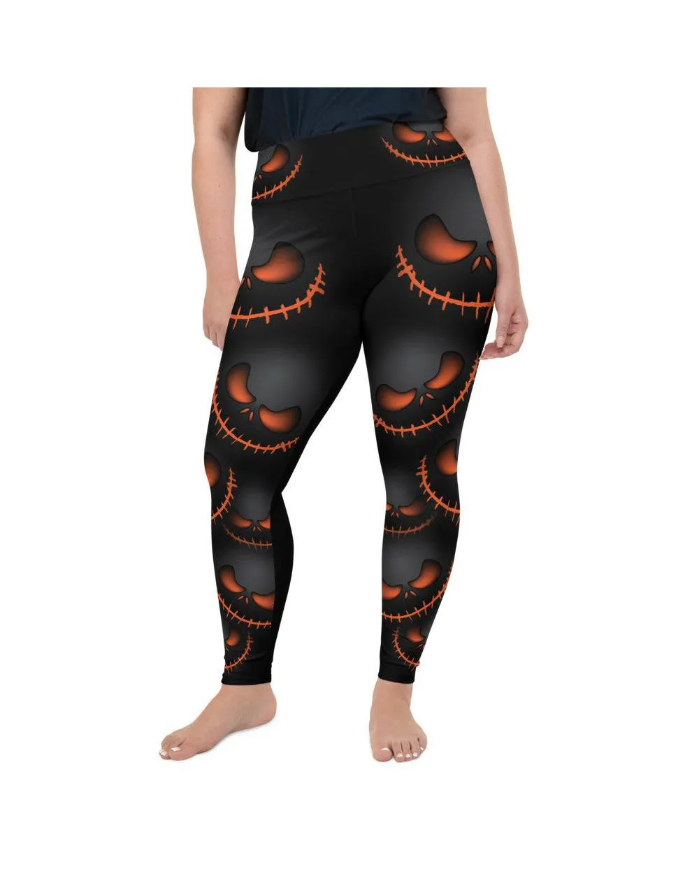 Halloween Evil Pumpkin Grin Plus Size Leggings