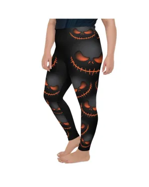 Halloween Evil Pumpkin Grin Plus Size Leggings