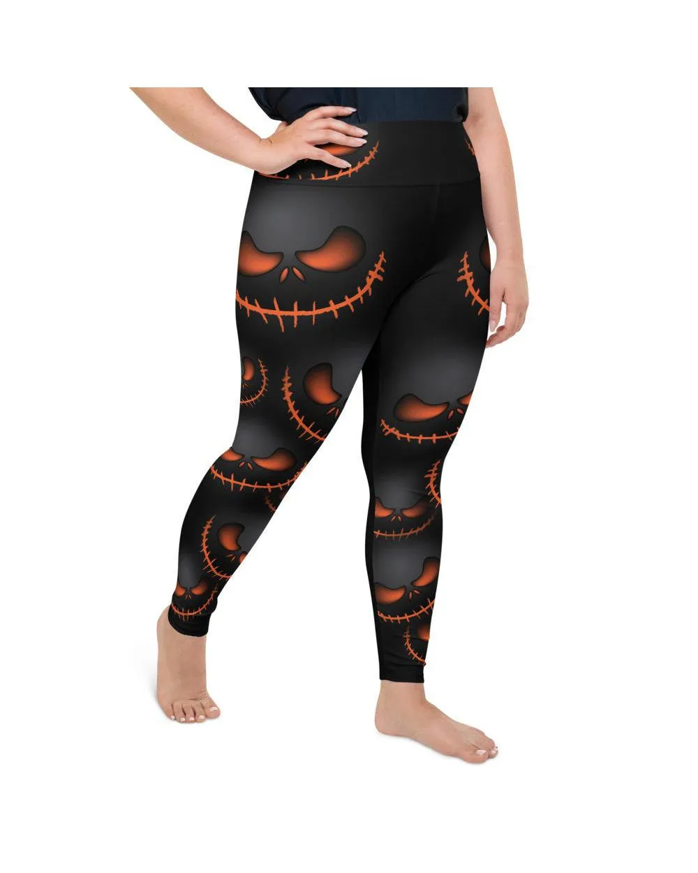 Halloween Evil Pumpkin Grin Plus Size Leggings