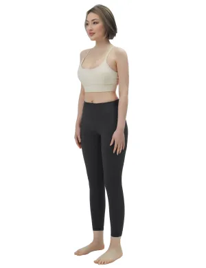High Waisted Biking Pants 7/8 Length Leggings with Pockets charcoalgrey_Biking