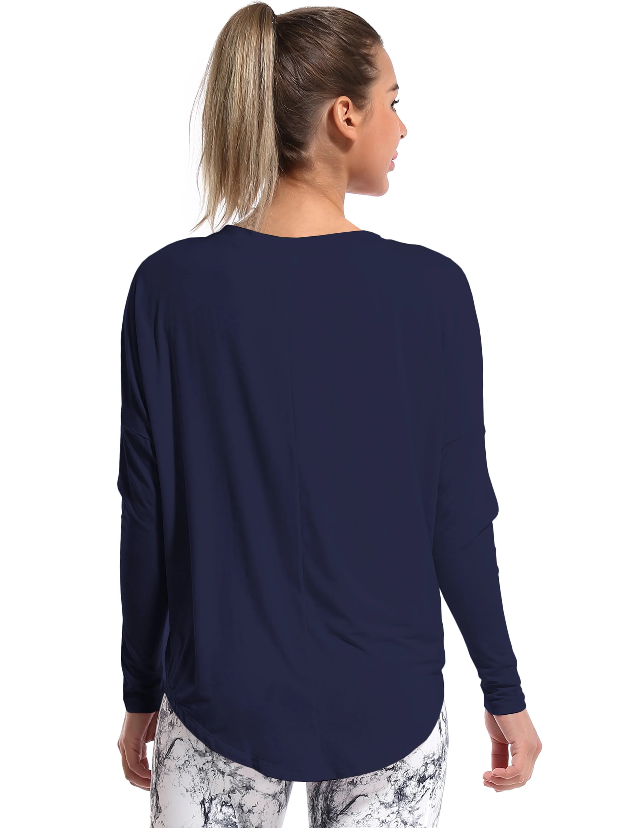 Jogging Batwing Tunic Tops darknavy_Jogging