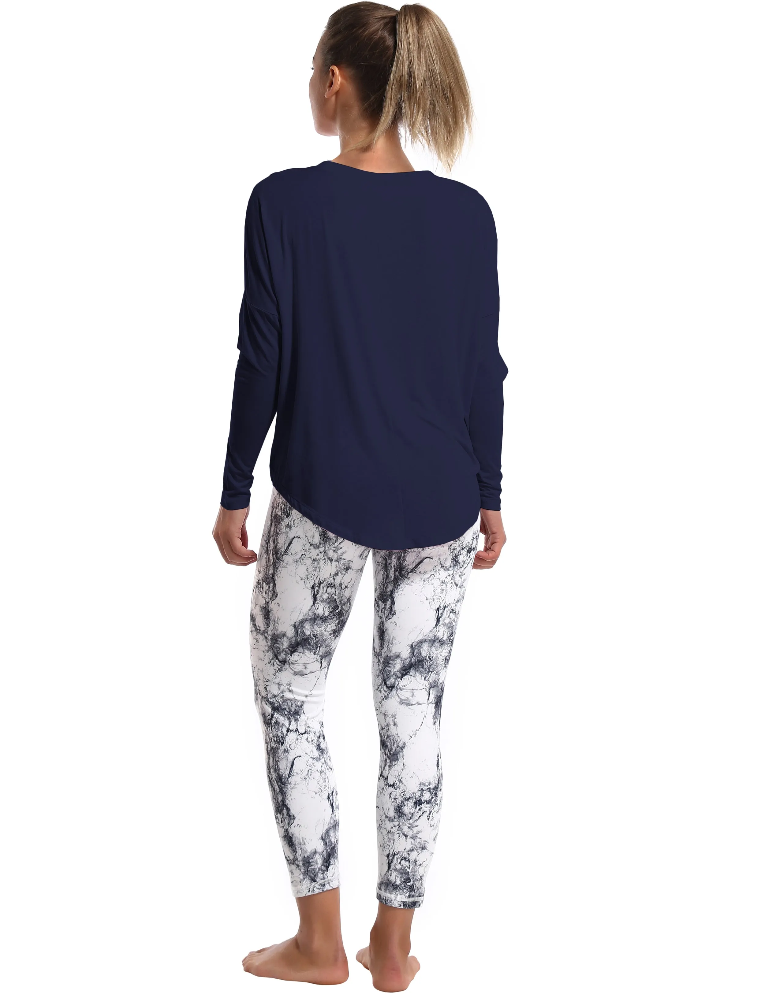 Jogging Batwing Tunic Tops darknavy_Jogging