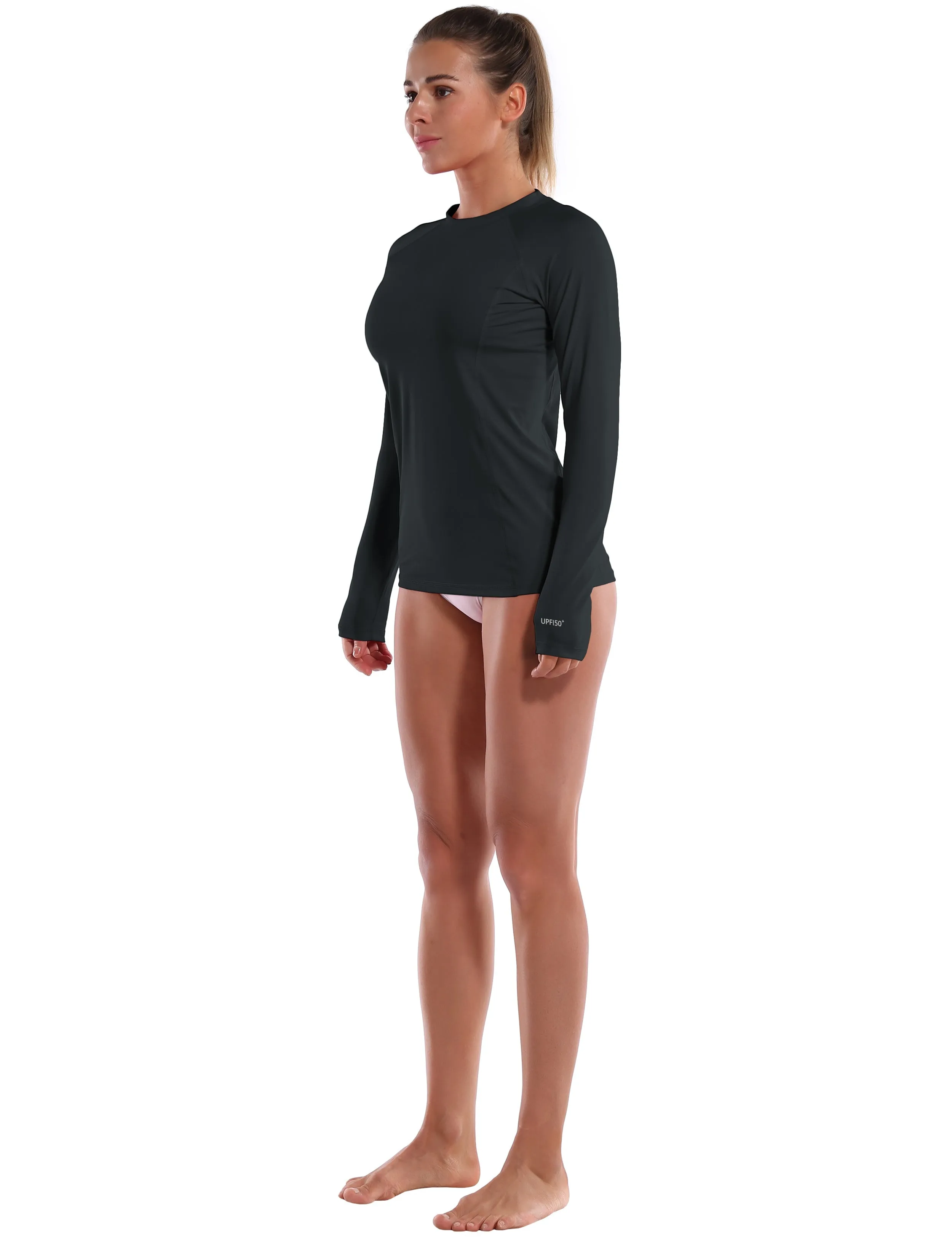 Long Sleeve UPF 50  Rashguard blackgreen_yoga