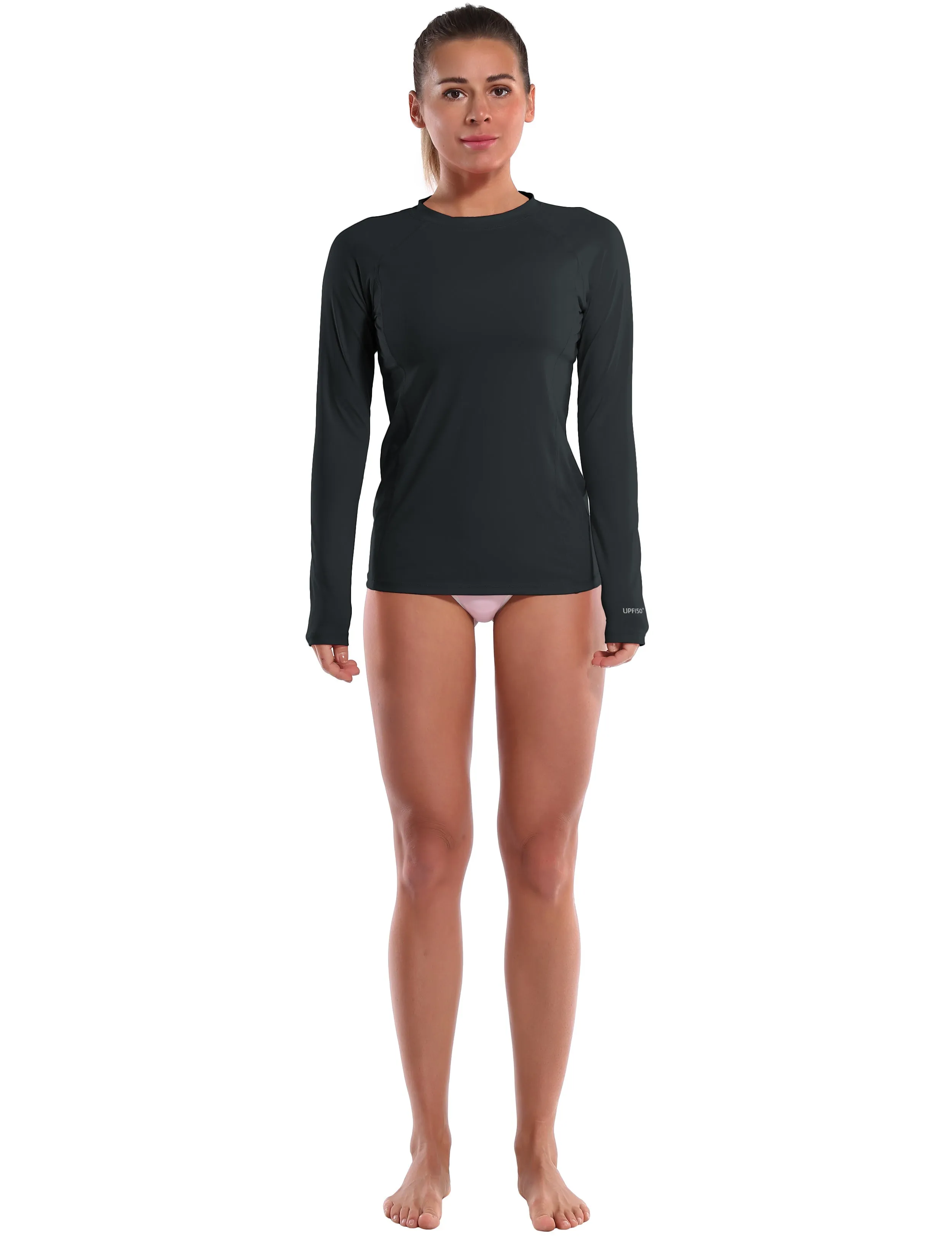 Long Sleeve UPF 50  Rashguard blackgreen_yoga