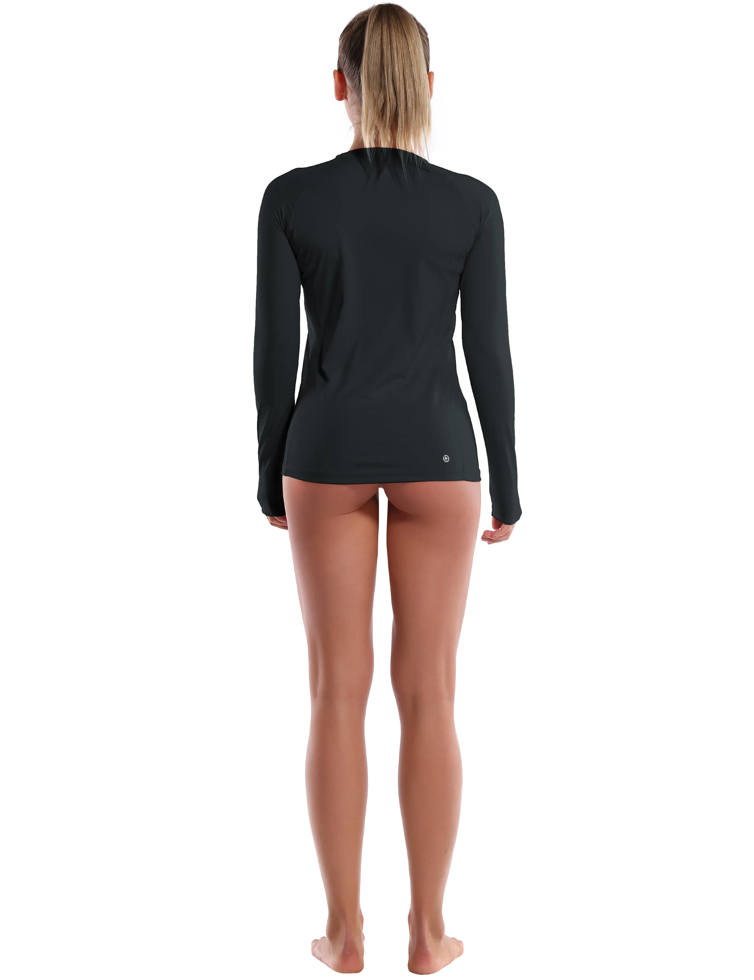 Long Sleeve UPF 50  Rashguard blackgreen_yoga
