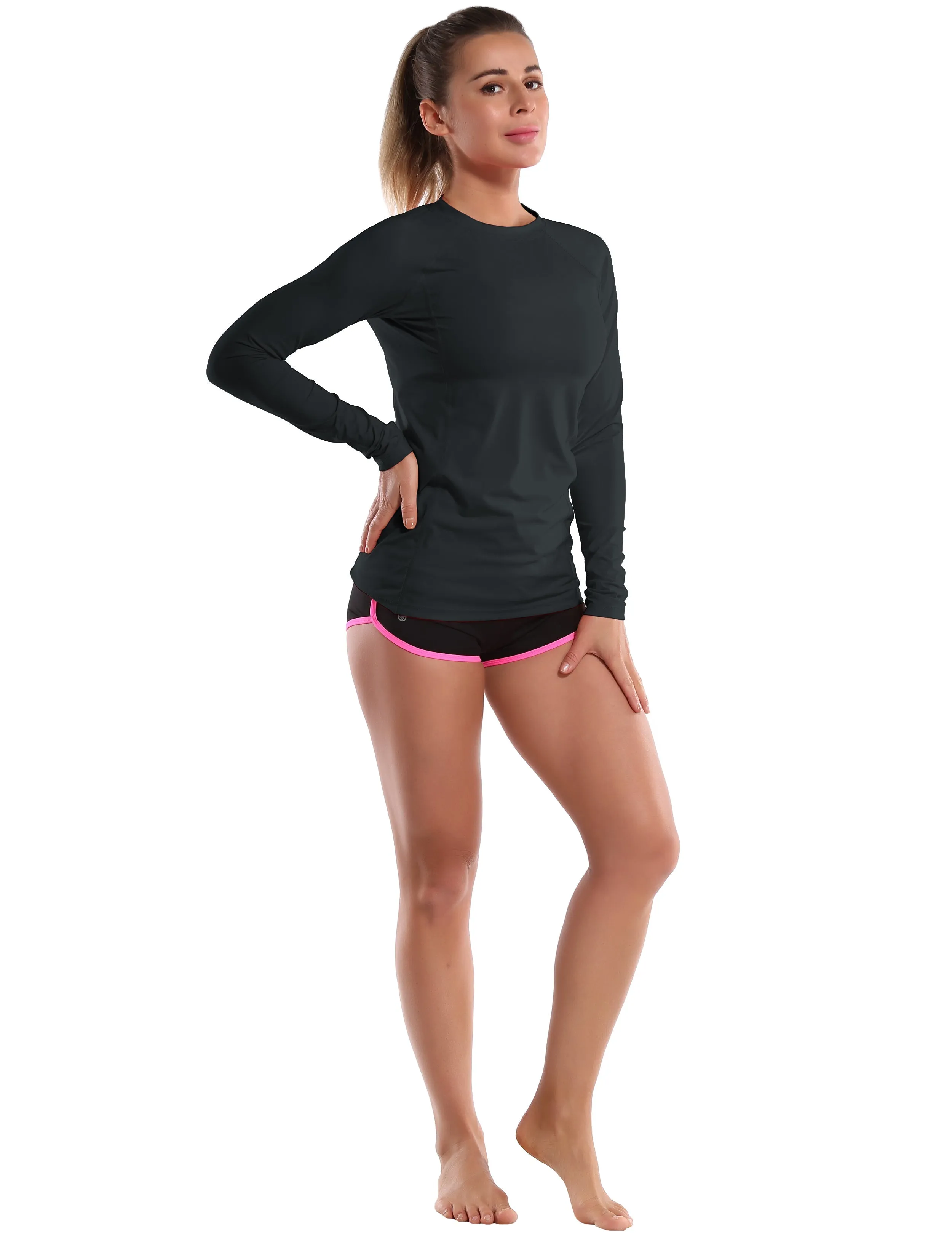 Long Sleeve UPF 50  Rashguard blackgreen_yoga