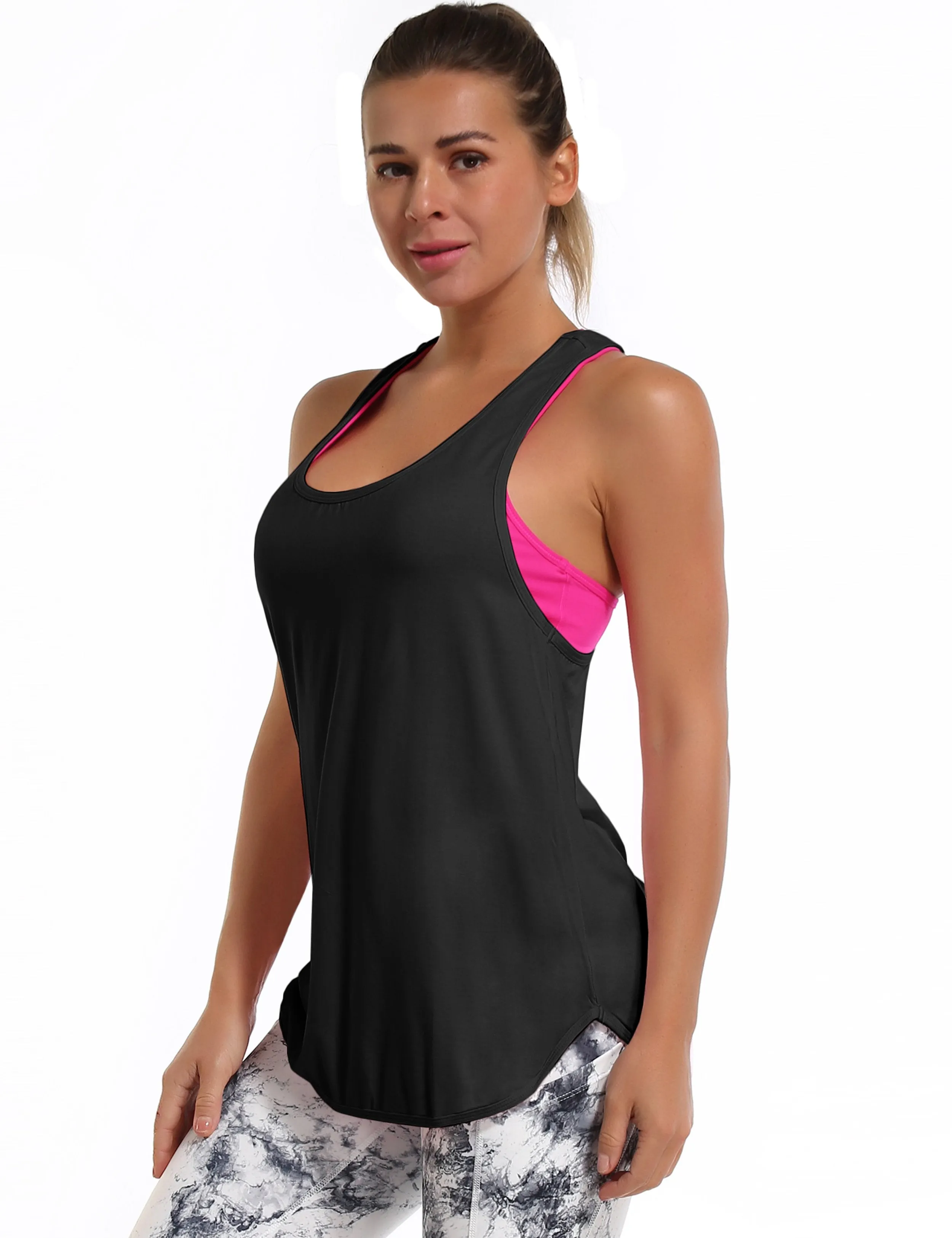 Loose Fit Racerback Tank Top black ins_Jogging