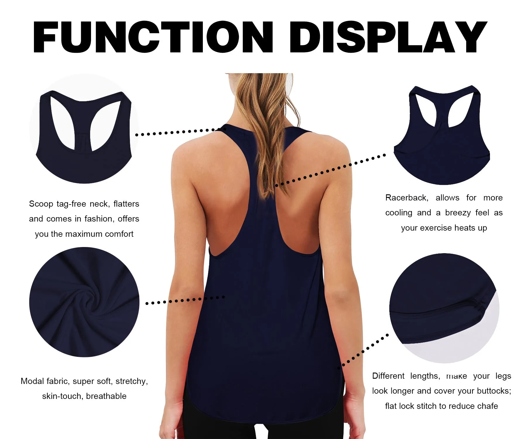 Loose Fit Racerback Tank Top darknavy_Pilates