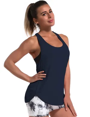 Loose Fit Racerback Tank Top darknavy_Pilates