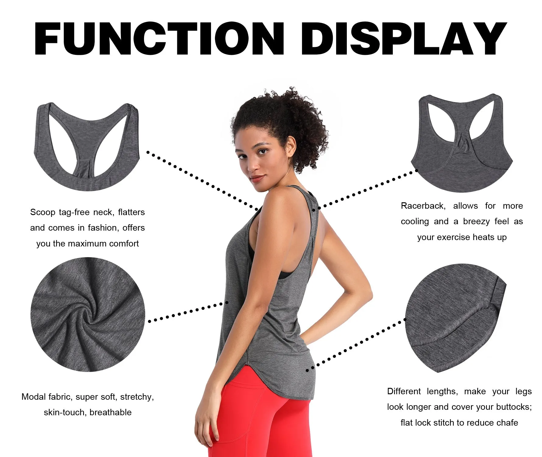 Loose Fit Racerback Tank Top heathercharcoal_Jogging