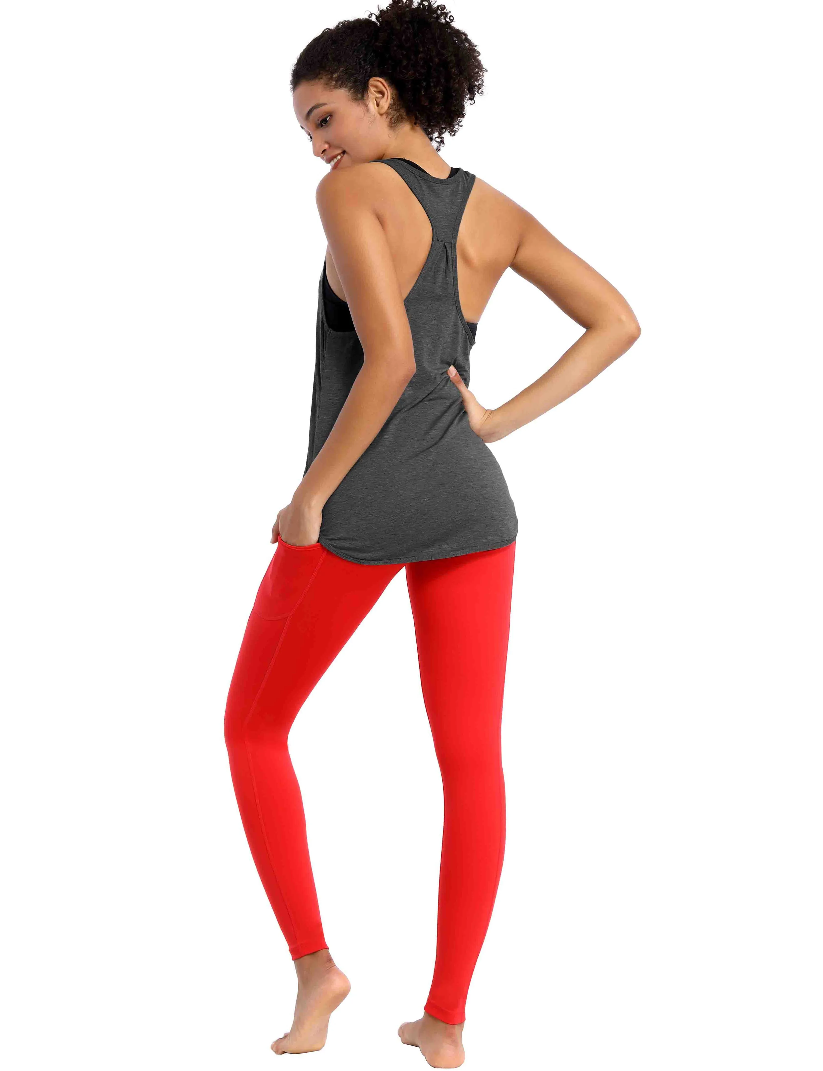 Loose Fit Racerback Tank Top heathercharcoal_Jogging
