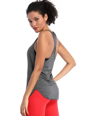 Loose Fit Racerback Tank Top heathercharcoal_Jogging