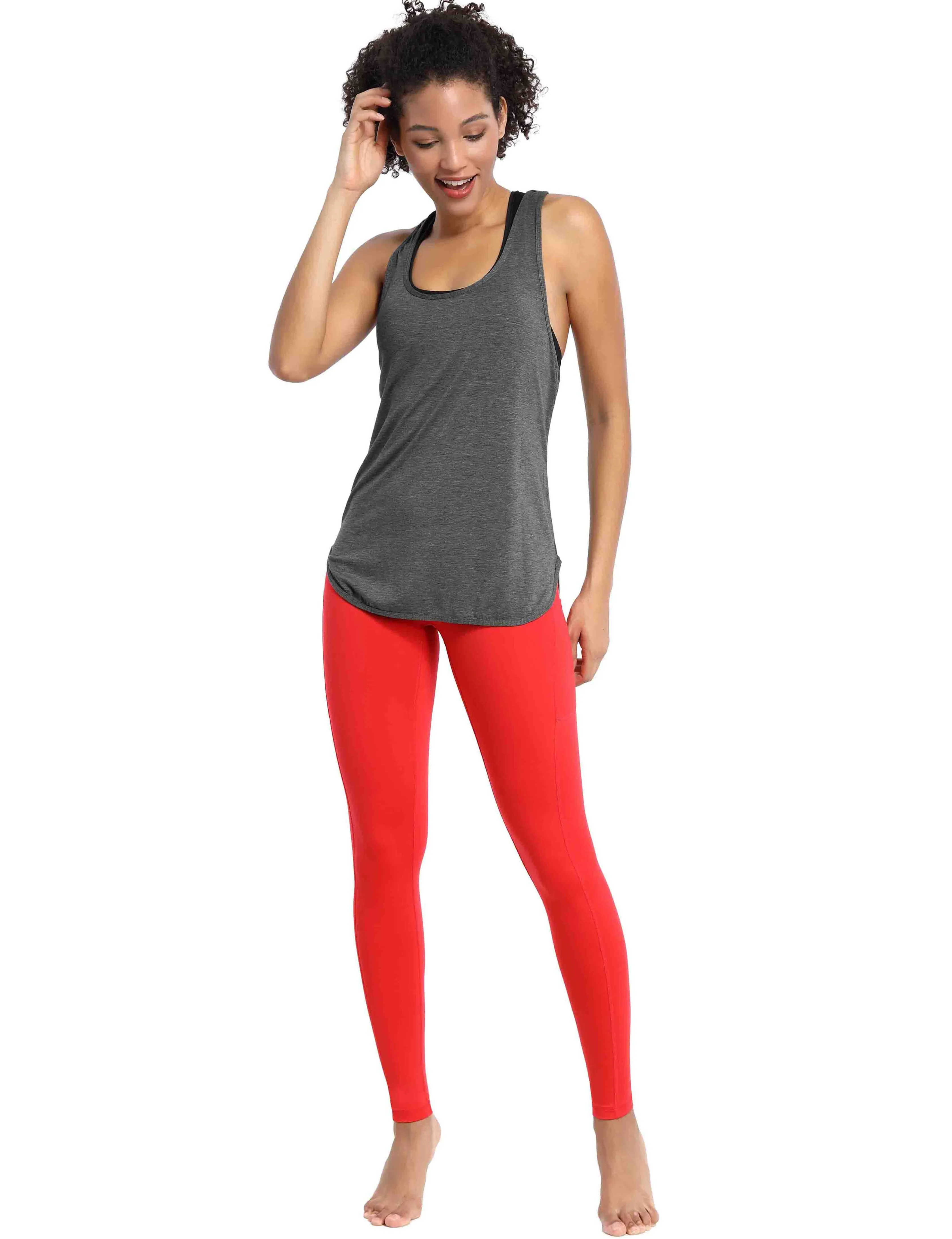 Loose Fit Racerback Tank Top heathercharcoal_Jogging