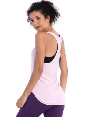Loose Fit Racerback Tank Top lightpink_Plus Size