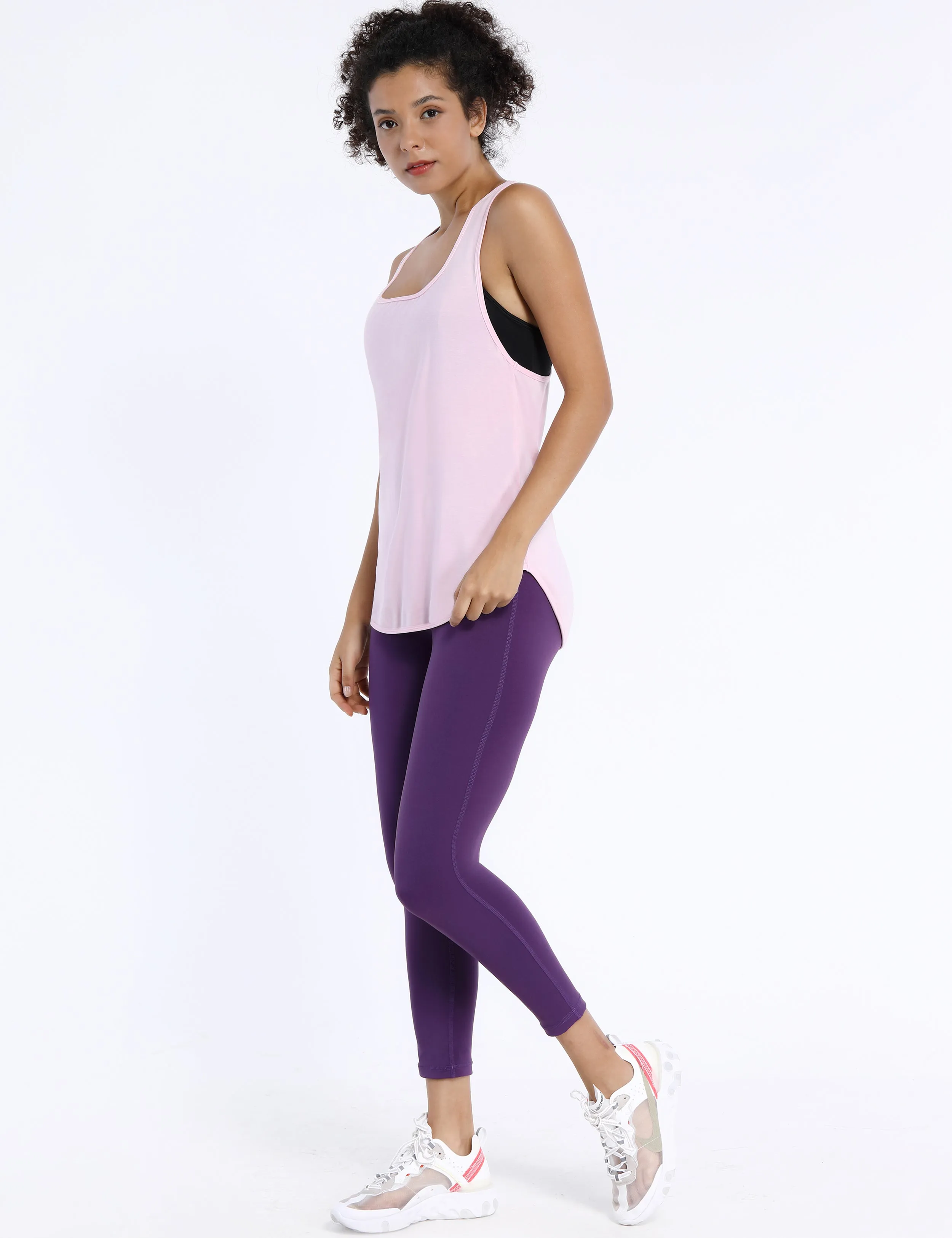 Loose Fit Racerback Tank Top lightpink_Plus Size