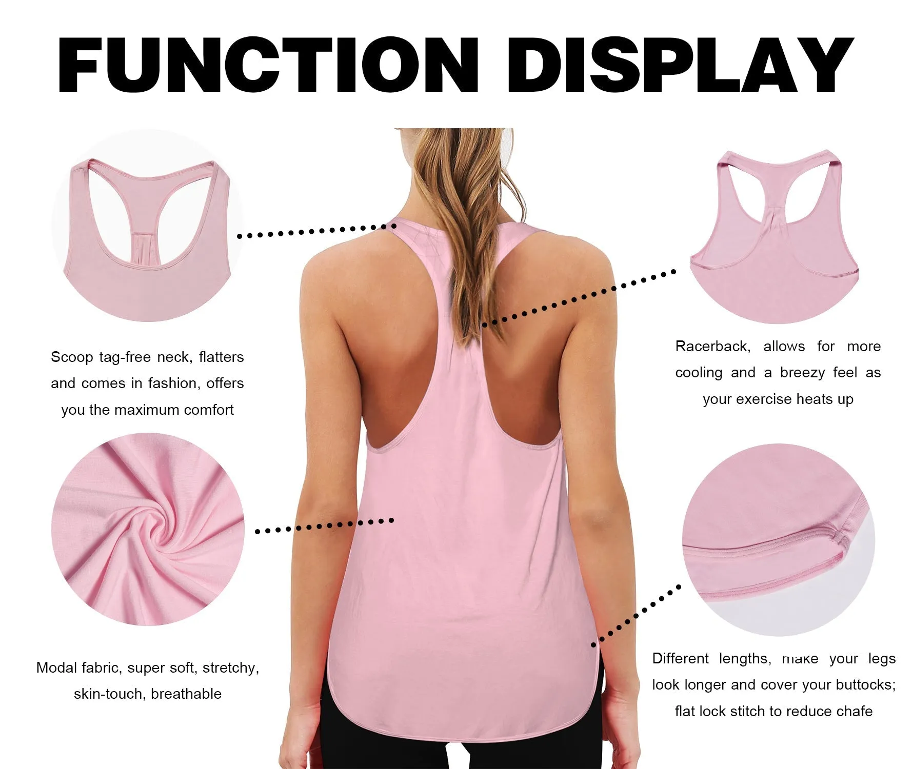 Loose Fit Racerback Tank Top lightpink_Plus Size