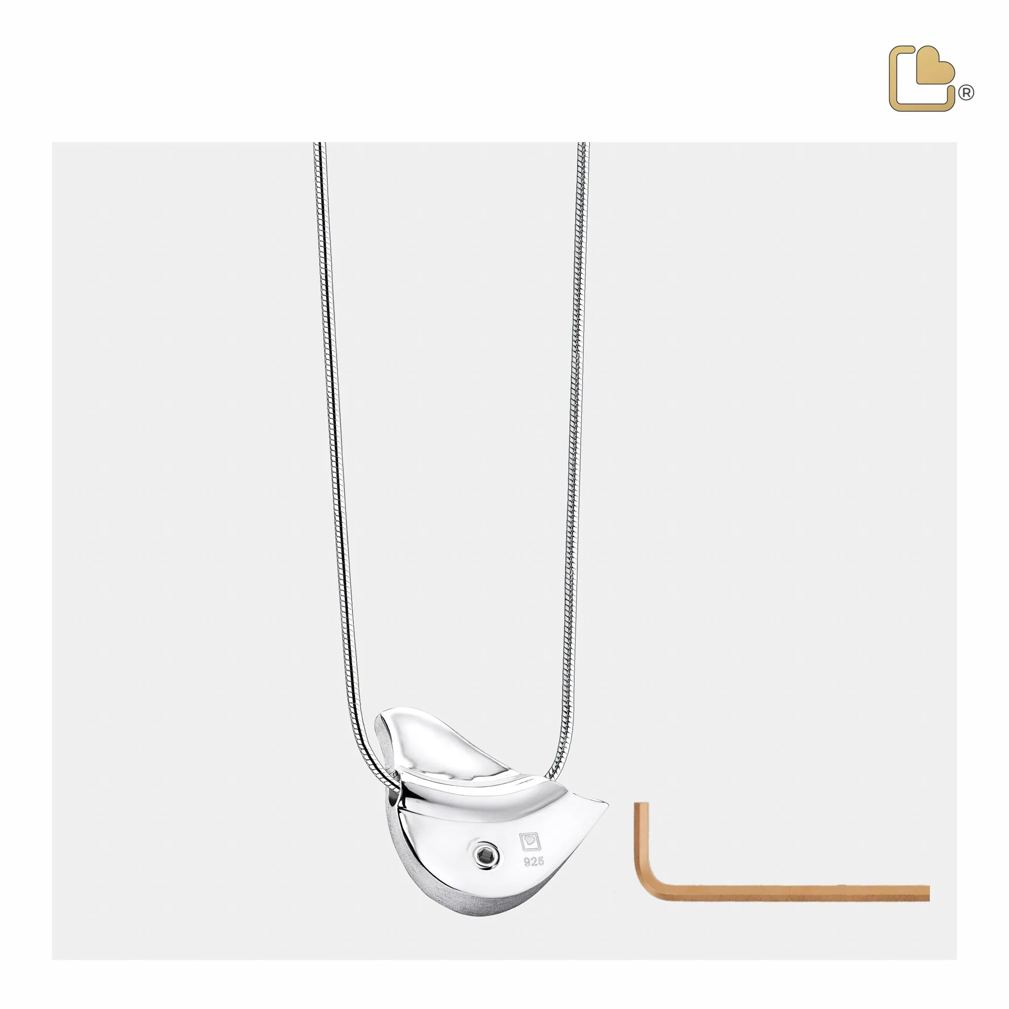 LoveBird Two Tone Sterling Silver Cremation Pendant