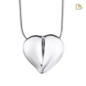 LoveHeart Rhodium Plated Sterling Silver Cremation Pendant