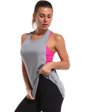 Low Cut Loose Fit Tank Top heathergray_yoga