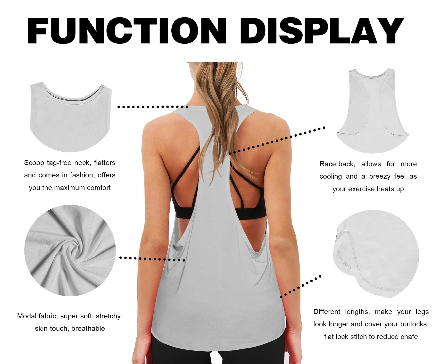 Low Cut Loose Fit Tank Top lightgray ins_yoga