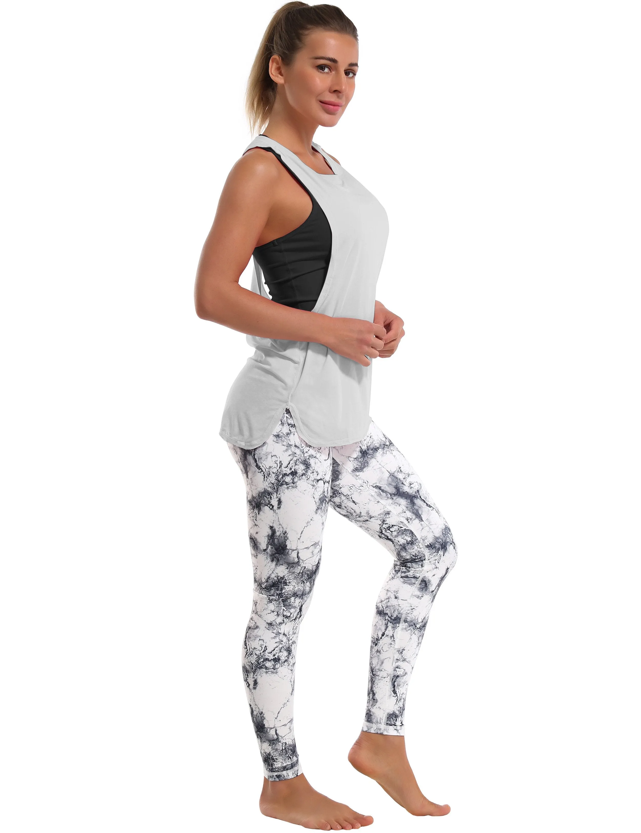 Low Cut Loose Fit Tank Top lightgray ins_yoga
