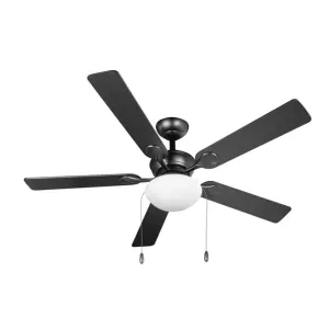 Mainstays MSCF05210020BL 52" Indoor/Outdoor Black 5 Blade Reverse Airflow Ceiling Fan with 1 LED Light Bulb