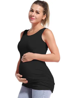 Maternity Side Shirred Tank Top black_yoga