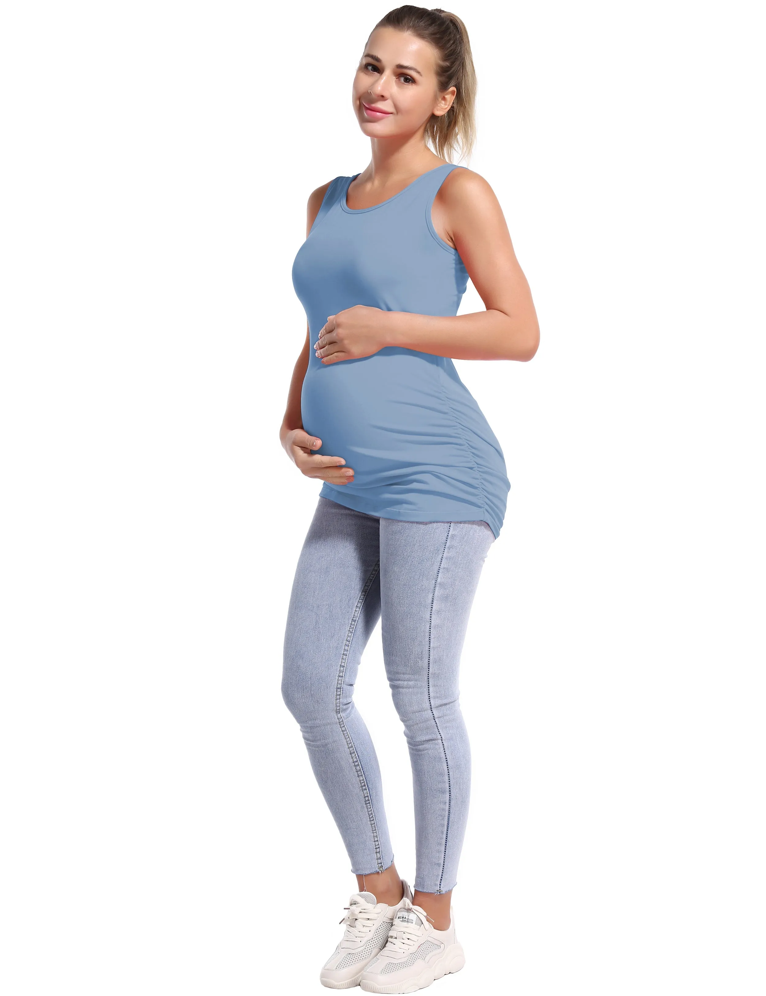 Maternity Side Shirred Tank Top electricblue_yoga