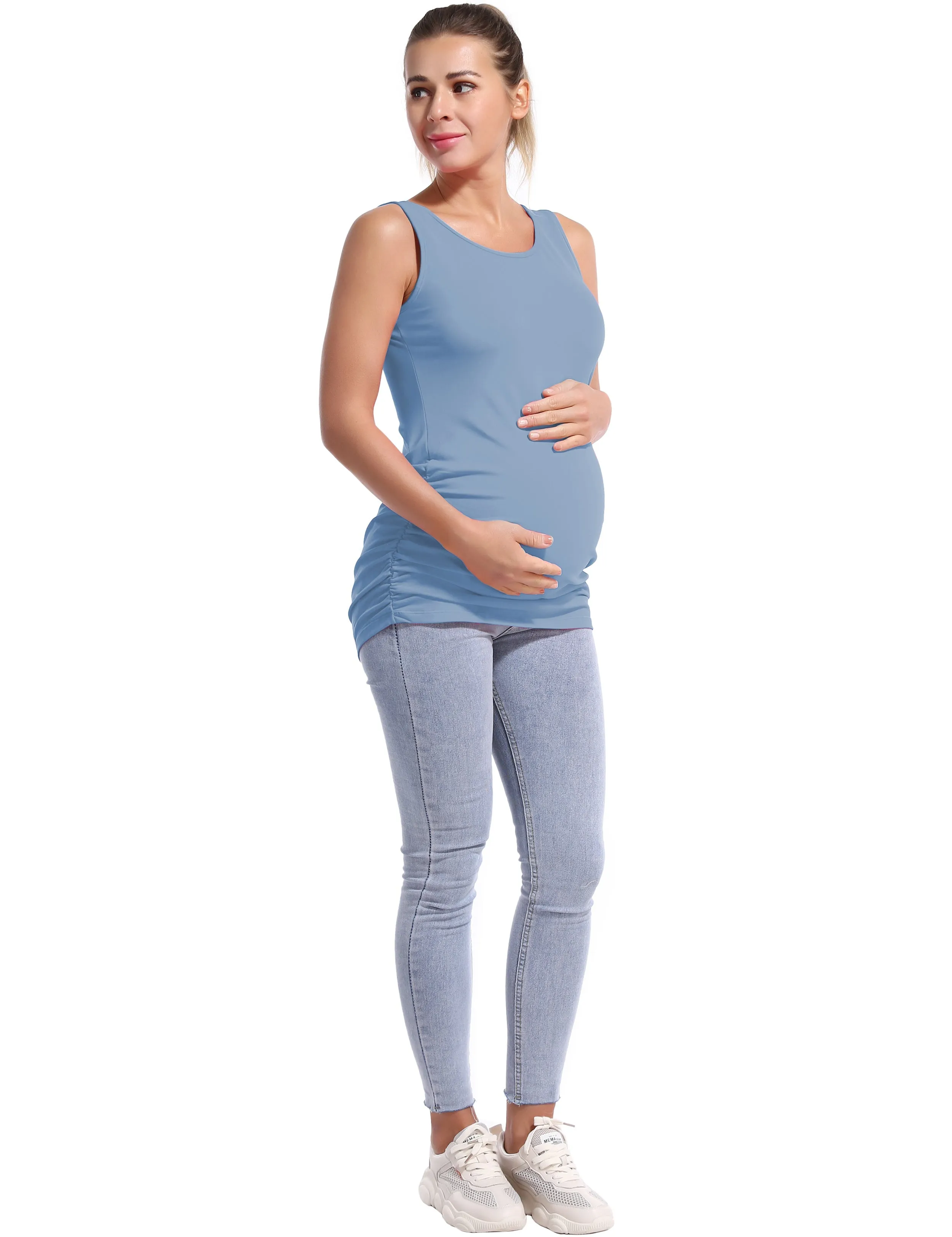 Maternity Side Shirred Tank Top electricblue_yoga