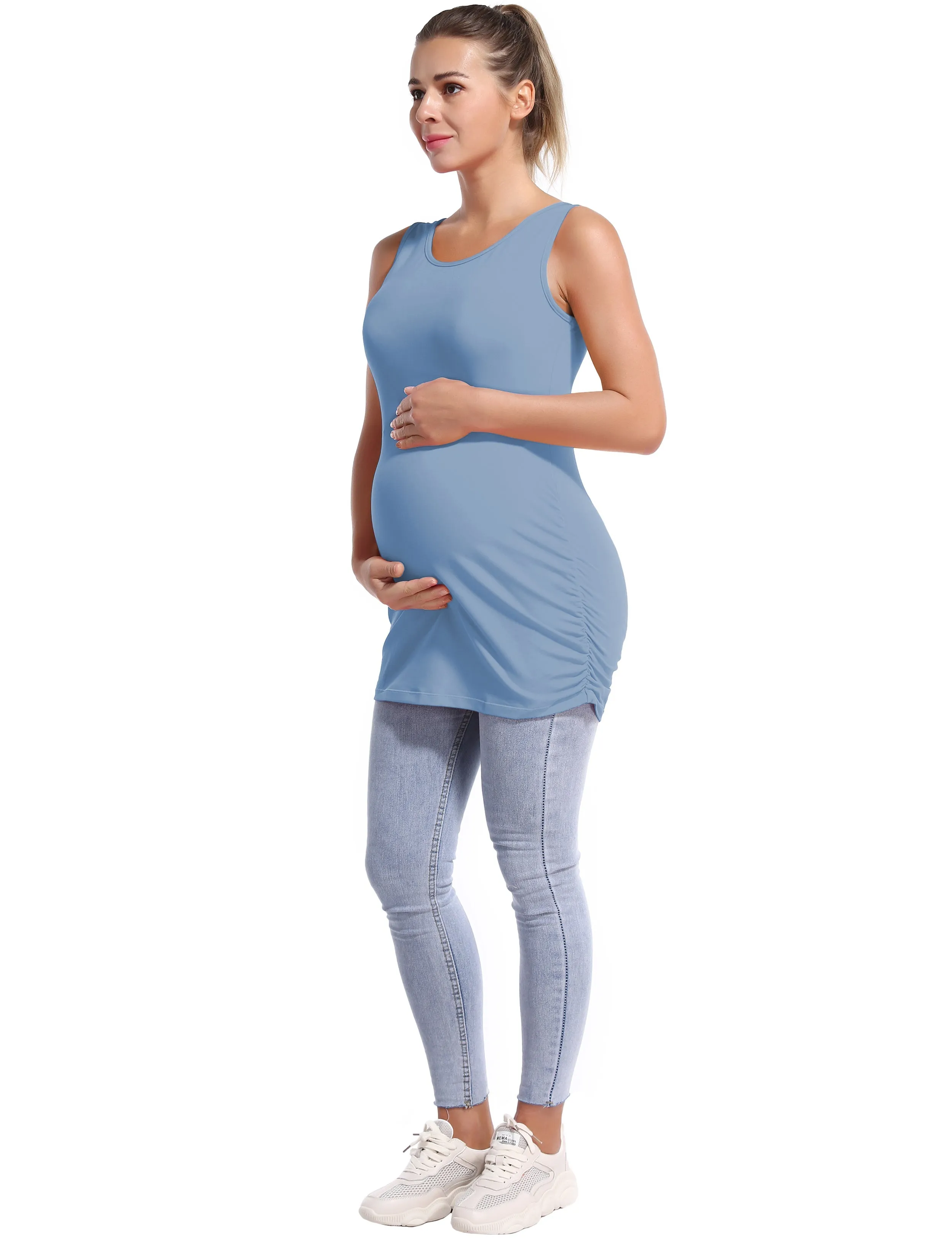 Maternity Side Shirred Tank Top electricblue_yoga