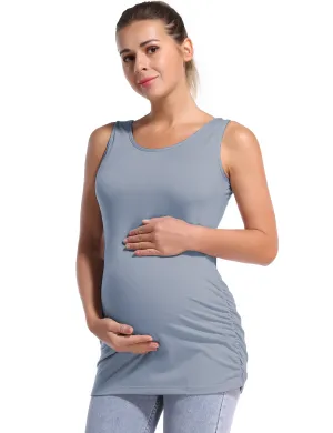 Maternity Side Shirred Tank Top heathergray_yoga